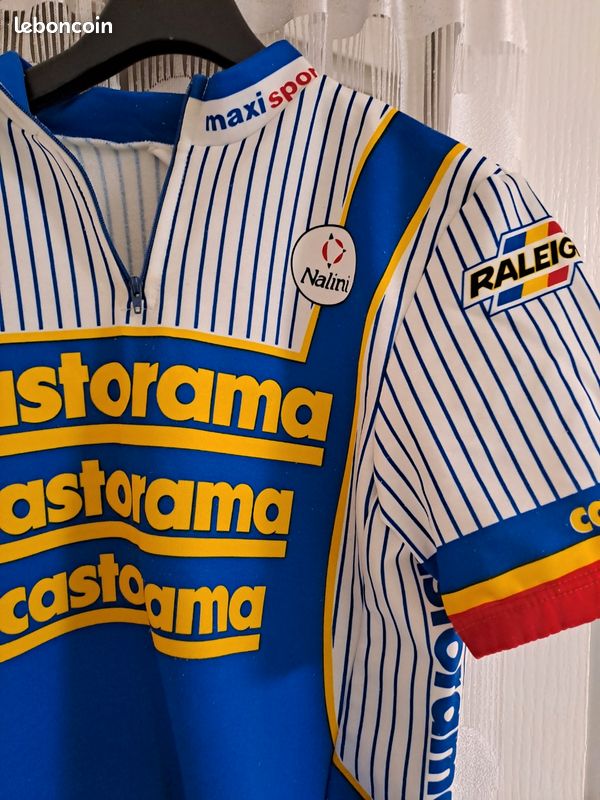 Maillot Cycliste Vintage Années 40 – Nylon – Taille M – Bleu – Occasion