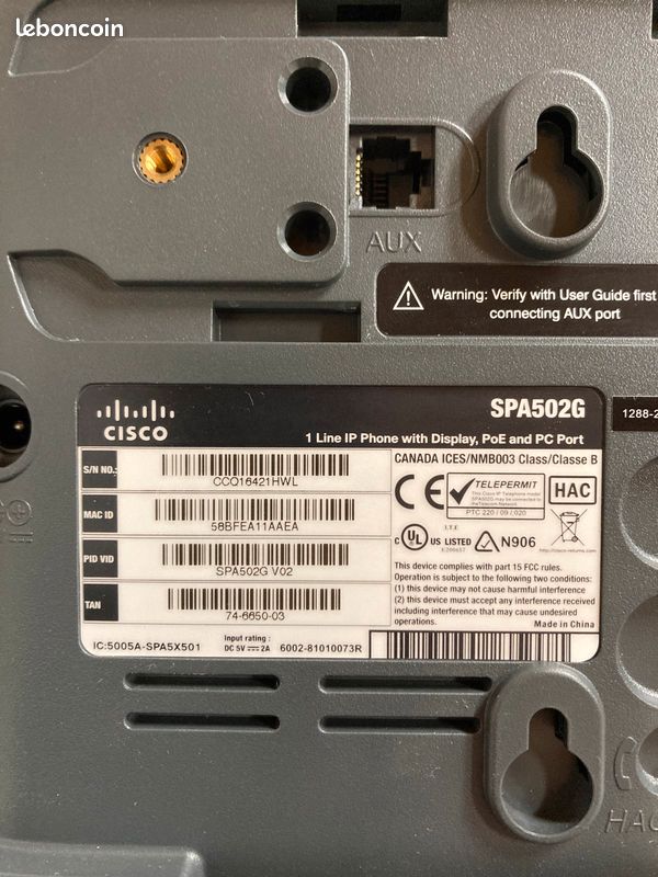 Téléphone IP Sip Cisco SPA502G (image 2)