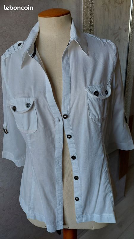 Chemise blanche femme style militaire taille M Jennifer Vêtements
