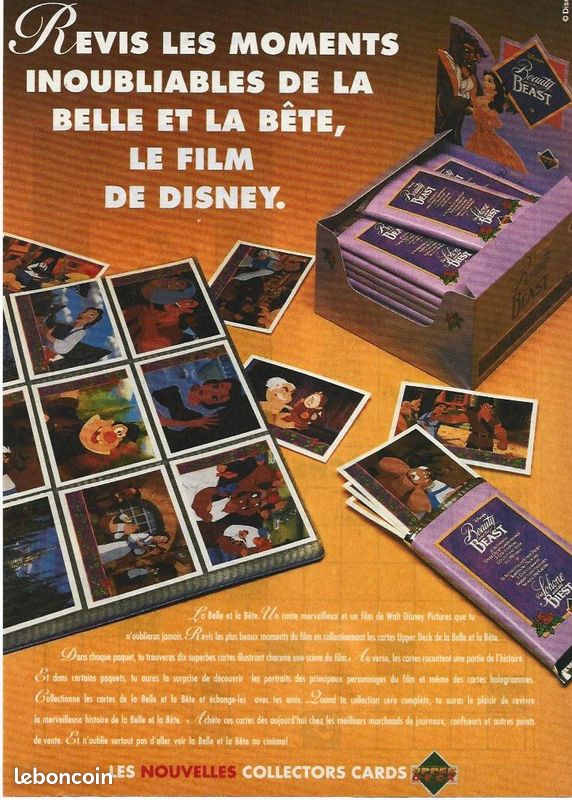 Publicite - la belle et la bête - upper deck - 1992 - environ 27 x 18 cm (image 1)