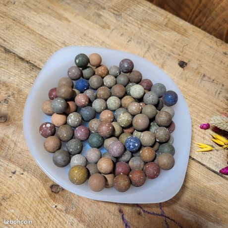 LOT De Billes Anciennes En Terre Cuite – Vintage France – Période 1930-1950 (très Bon état)