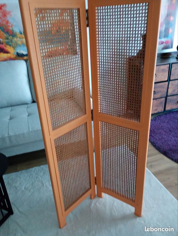 Joli Paravent vintage en rotin et cannage (image 1)