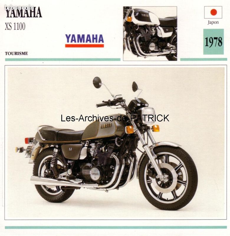 Fiche Technique / Carte Moto Passion Atlas - Yamaha XS 1100 - Occasion, Pour Collection Ou Restauration