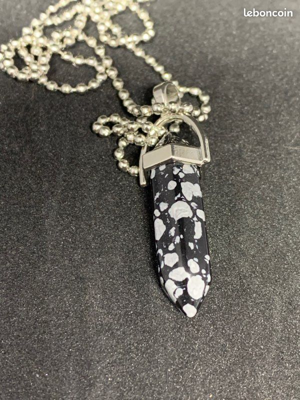 Obsidienne neige Biterminé collier (image 1)