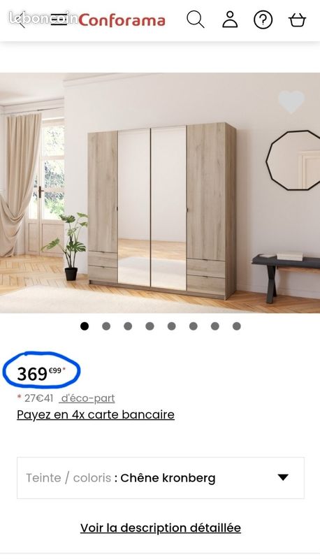 Armoire penderie avec la facture. Pas de livraison (image 1)