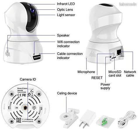 Caméra Surveillance WiFi 1080P, ROXTAK IP Caméra IP sans Fil (image 1)