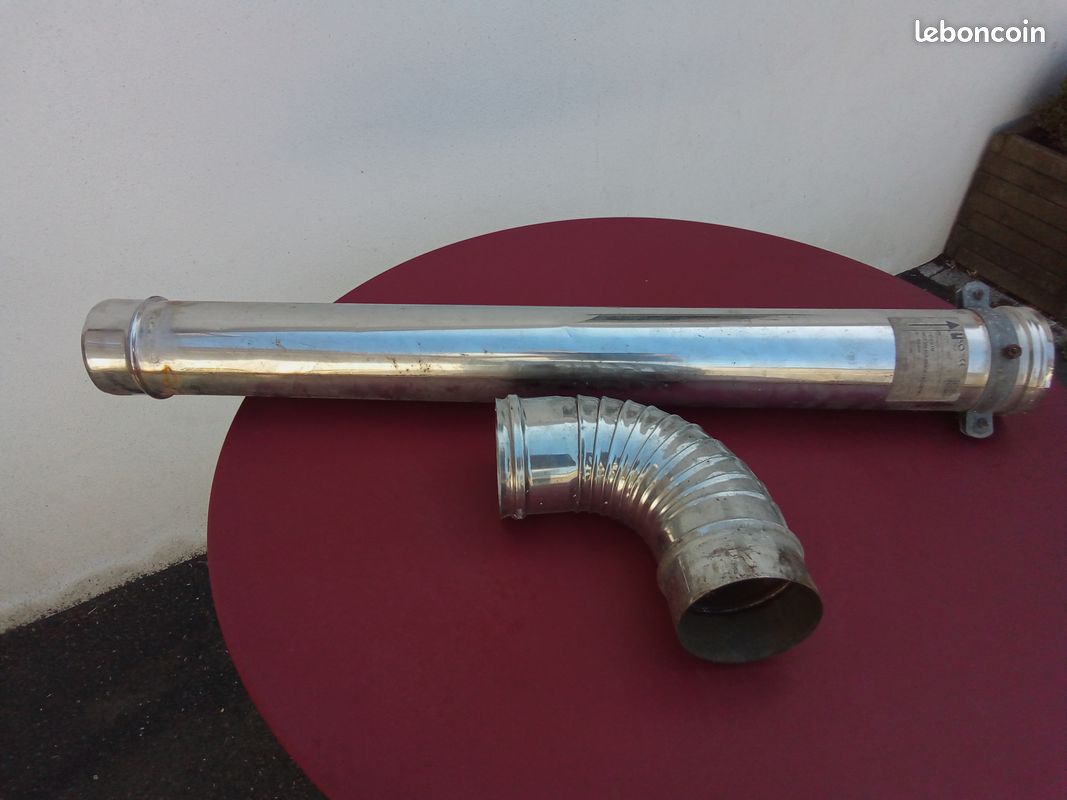 Tube inox +coude 90° pour cheminée diam110 (image 1)