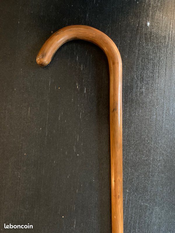 Canne De Marche Victorienne En Bois Et Laiton – Poignée Serpent Argenté (neuf)