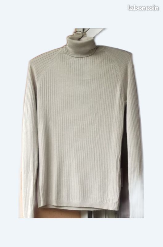 Pull col roulé beige (Fleur de sel) (image 3)