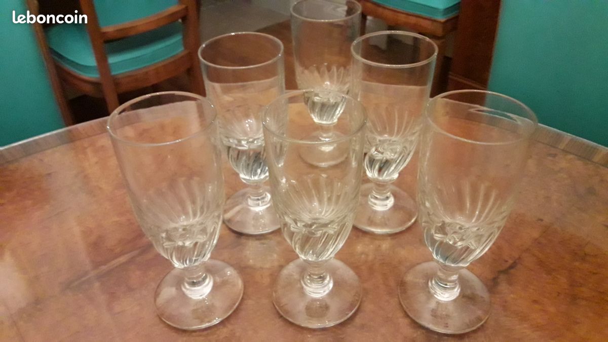 6 anciens grands verres bistrot à absinthe bzt03 (image 4)