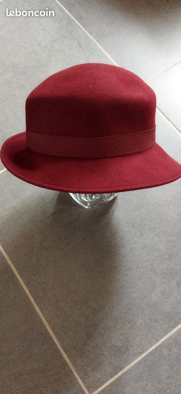 Chapeau en laine feutrée femme bordeaux (image 7)