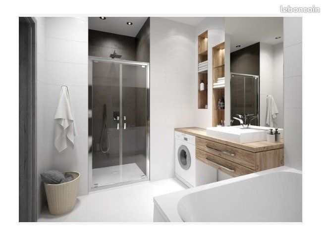 Paroi de douche portes battantes Tyxo 80 avec seuil verre 5 mm ouverture extérieure transparent profilé argent brillant 77-80,4 x 190 cm LEDA (image 1)