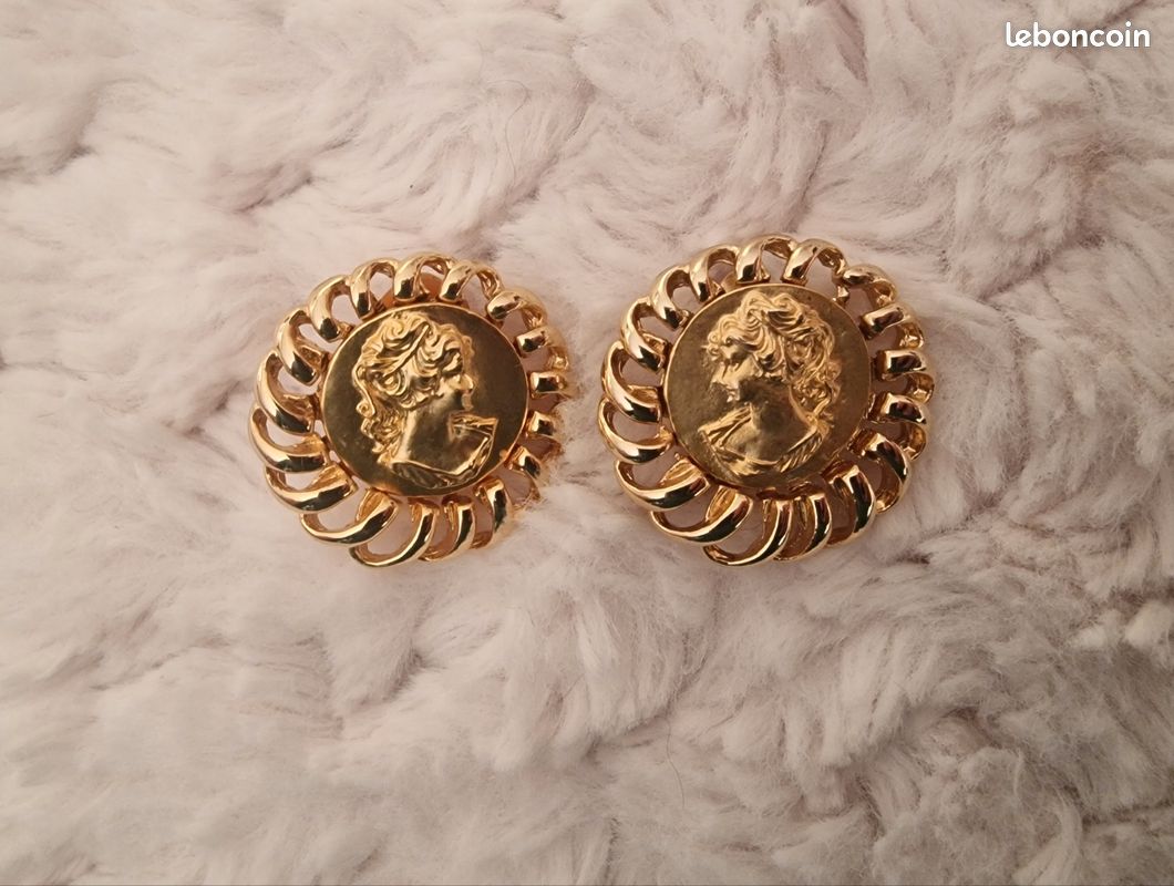 Boucles D'oreilles Femme Vintage – Clips Ton Or / CZ, Fabriquées Au Royaume-Uni
