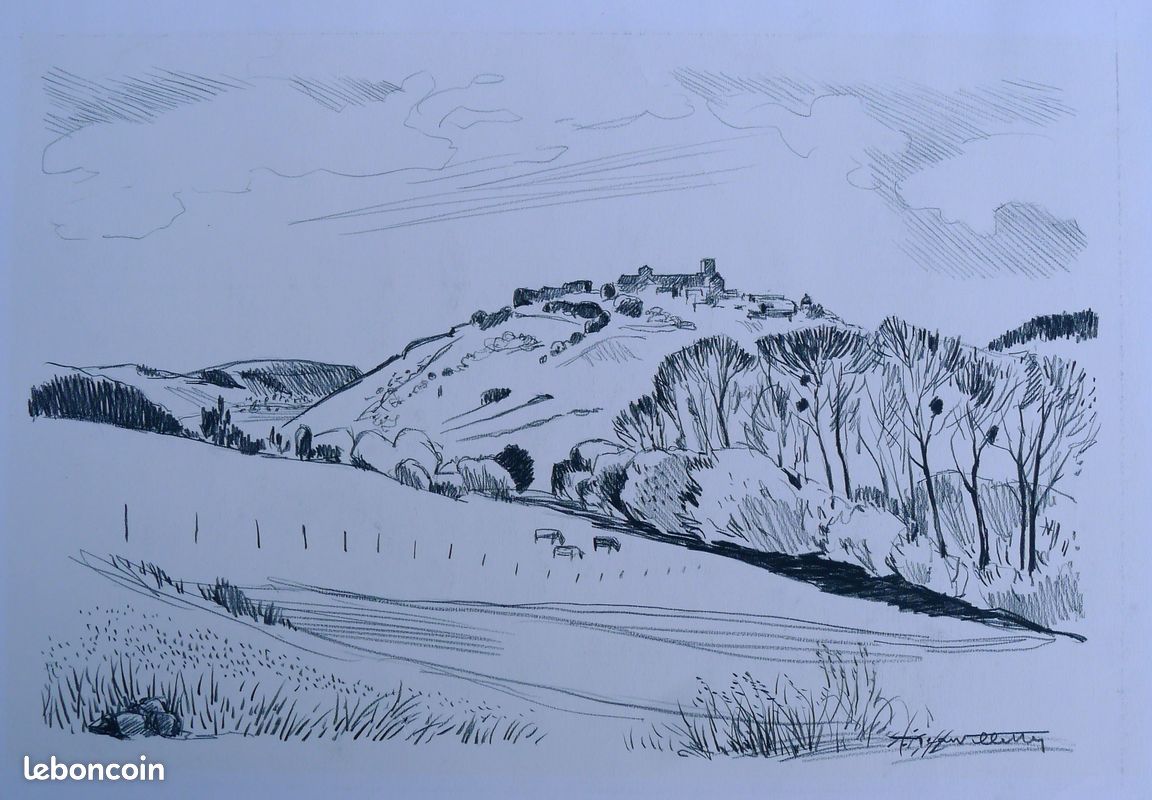 Dessin original à la pierre noire par Jean Villette (1913-2005) (image 2)