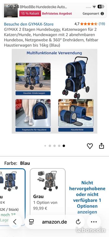 Pousette pour chien ou chat deux étages (image 8)