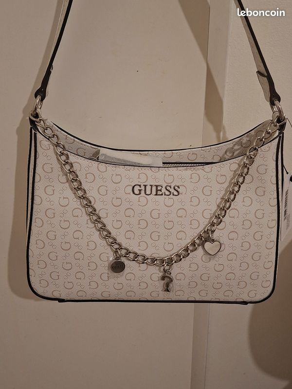Sac à Main GUESS Rétro En Cuir Verni Effet Crocodile - Taille Moyenne - Couleur Chameau - Neuf Avec étiquettes