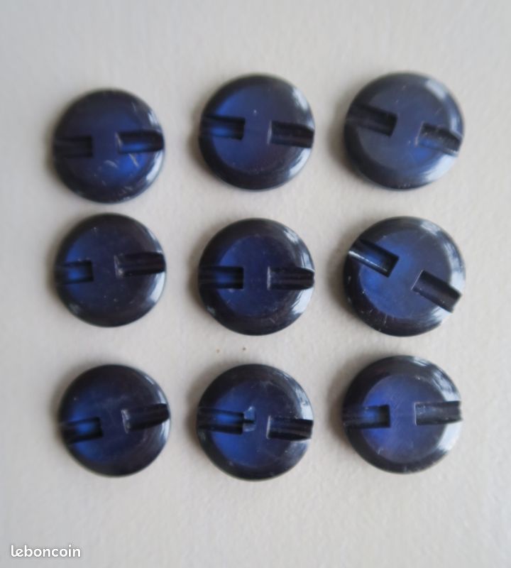Lot De 6 Gros Boutons Anciens Bleu Foncé – Années 50, Diamètre 2,6 Cm, Idéal Pour Customisation Vintage