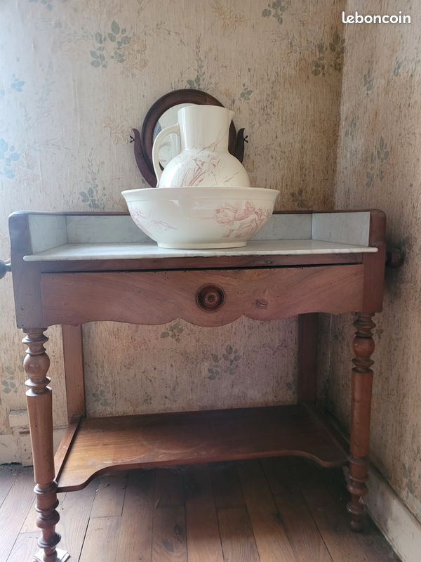 Coiffeuse ancienne marbre et bois (image 2)