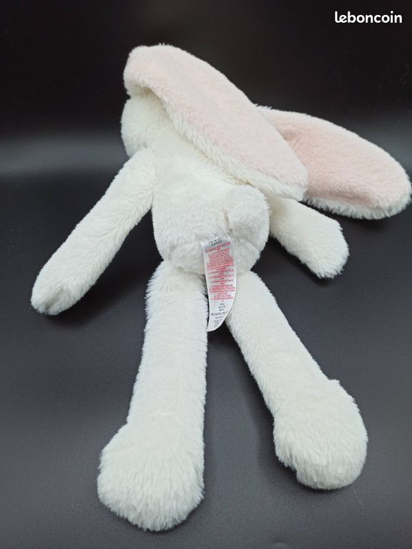 Doudou peluche - Lapin - blanc et rose - longues jambes - primark - env. 36 cm (image 3)