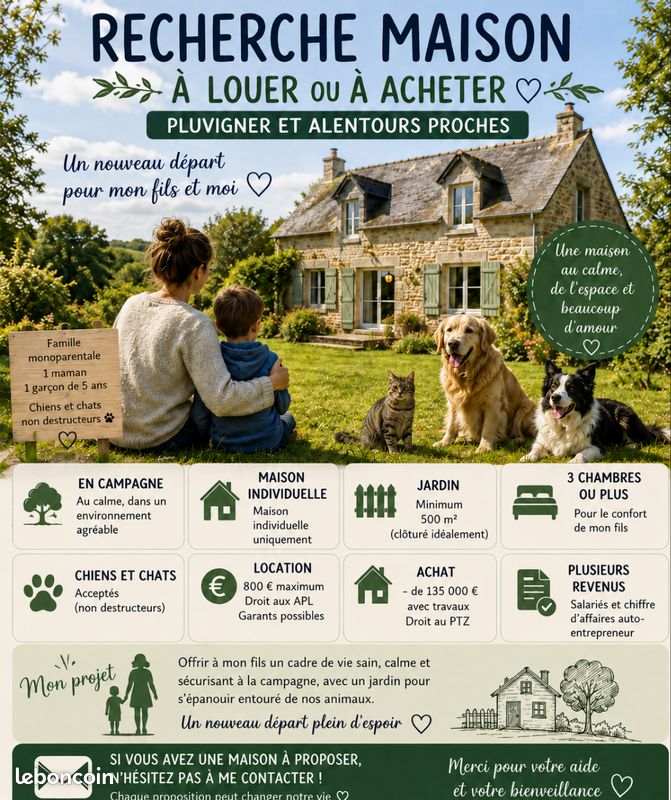 Maison 4 pièces 70 m² · à Pluvigner · 70 m² · 800 €