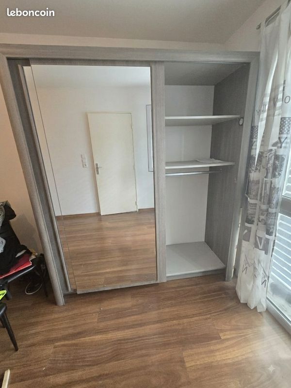 Armoire dressing 2 portes coulissantes miroirs - Chêne gris (180x210×62 cm) (image 2)