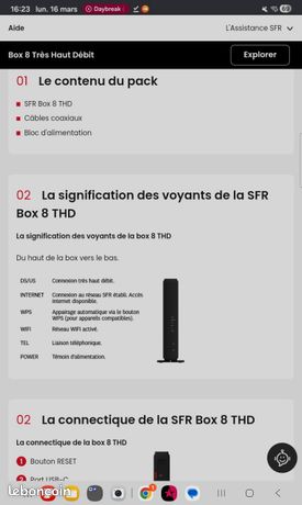 DECODEUR SFR TV HD 4K SFR Plus STB7 + Telecommande ( Manque Cache Piles
