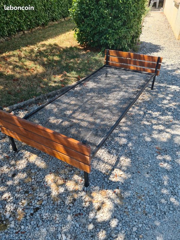 Lit démontable vintage sommier métallique 80x190 (image 1)