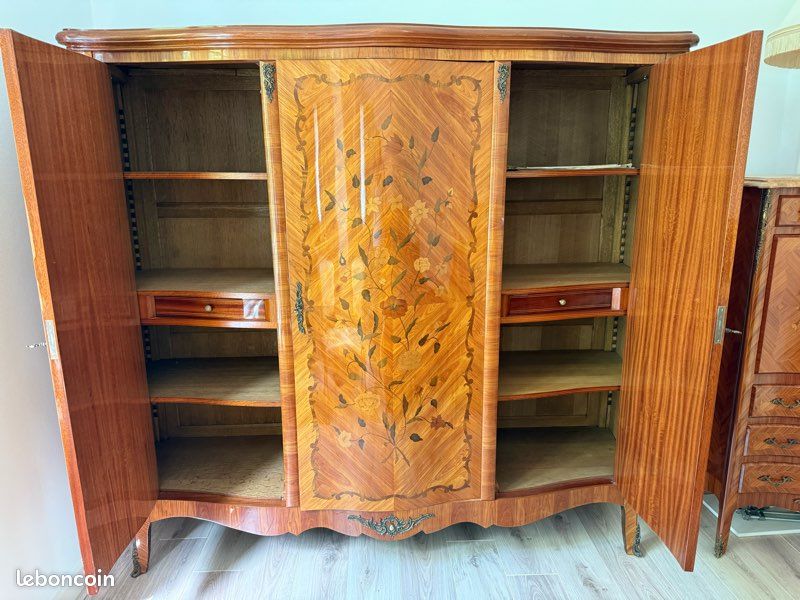 Ensemble chambre style Louis XV marqueté bois de rose (image 2)