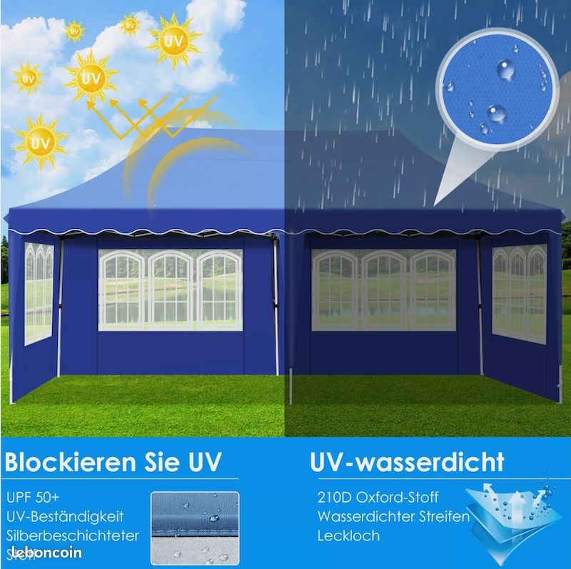 Tonnelle Pliante de Jardin 3x6m - Imperméable avec 6 Côtés – Neuve – Livraison gratuite en France (image 3)