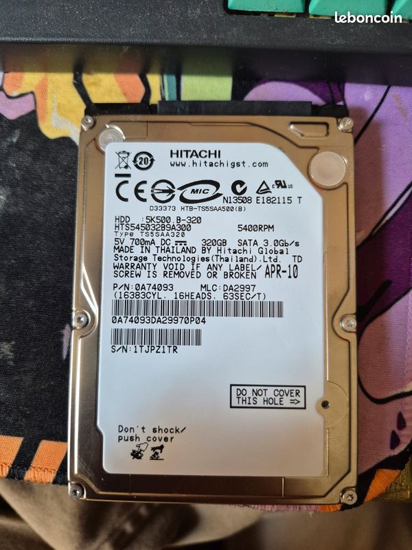 Disque Dur Interne Seagate 320Go Modèle ST9320320AS Smart OK Peu d'h