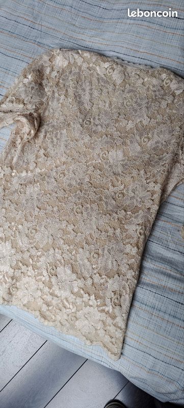 Top dentelle blanc beige (image 3)