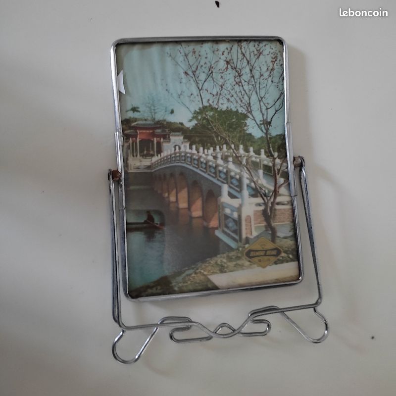 Miroir de barbier décoré au dos (image 2)