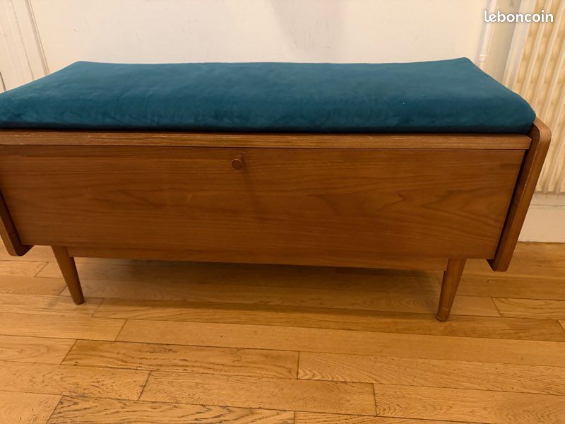 Banquette / Meuble à chaussures vintage en bois – 104 cm (image 1)