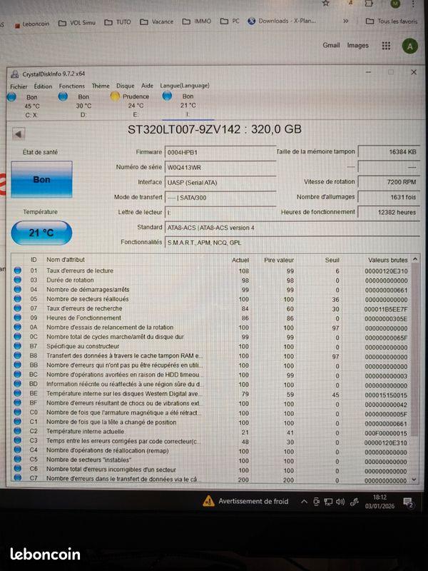 Disque Dur Seagate 2.5" 320GB (image 3)