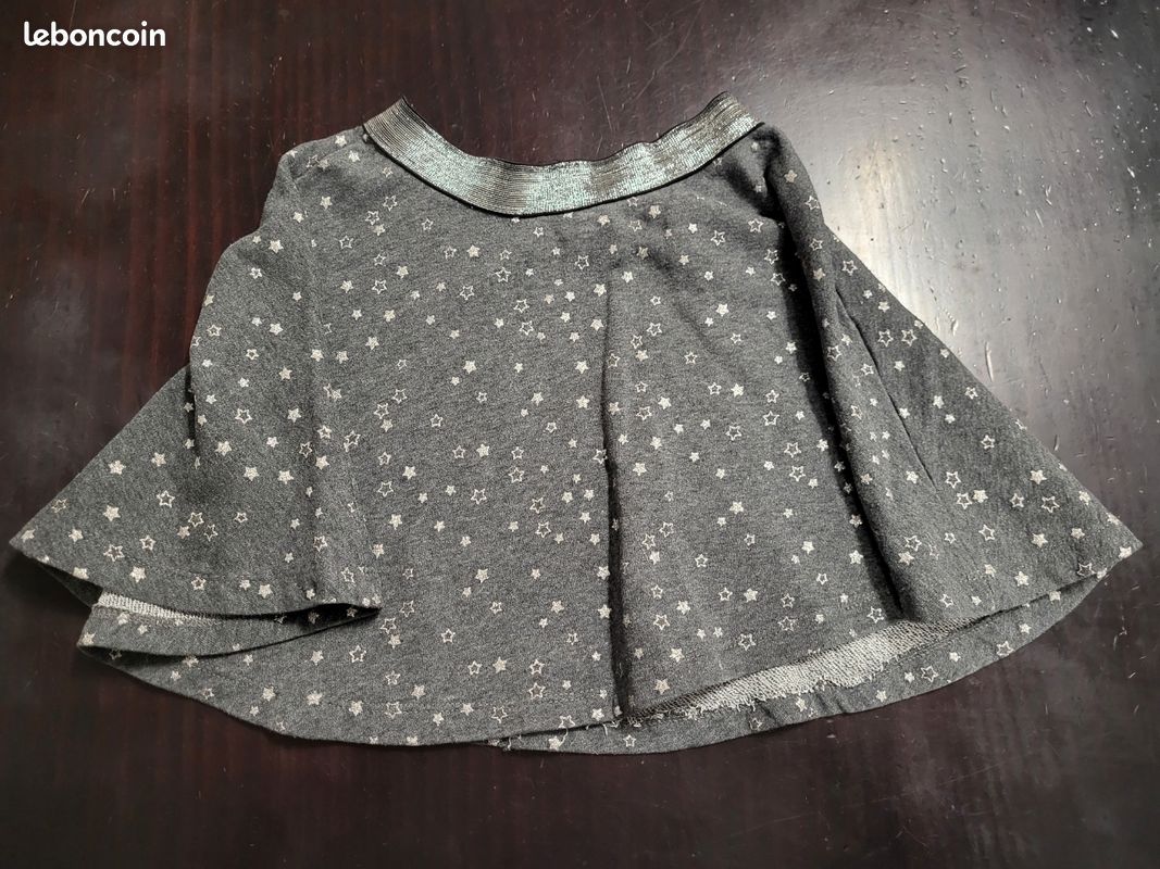 Jupe Fille Crazy 8 – Grise à Pois Roses, Taille 8, Coton Brossé, Très Bon état