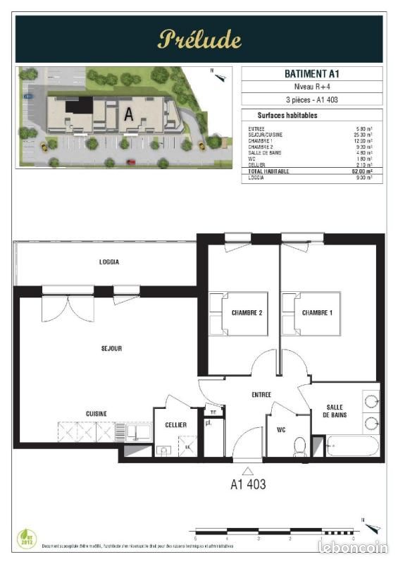 Appartement 3 pièces 62 m² · à Marquette-lez-Lille · 62 m² · 797 €/mois