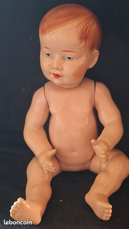 Beau baigneur celluloid blanc petitcollin ? 35 cm (image 3)