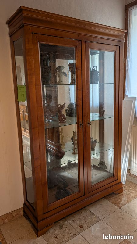Armoire Meuble présentoir miroir bois style Louis Philippe (image 2)