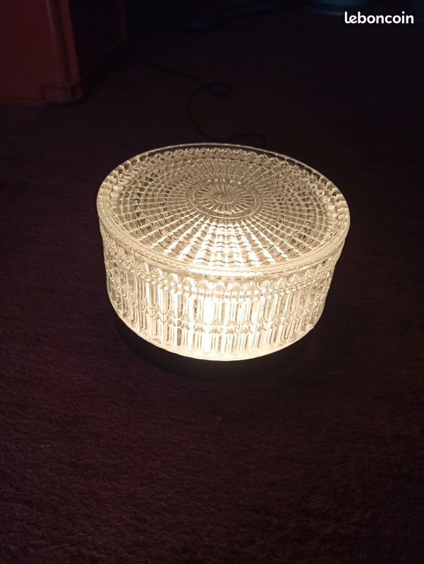 Magnifique lampe à poser type holophane - lampe à poser vintage - lampe prismatique (image 9)