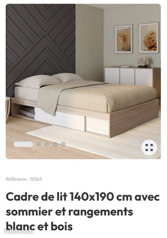 Cadre de lit 140x190 avec sommier - Ameublement