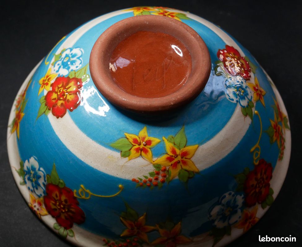 Grand bol vintage Céramique allemande signé KEIF - Peint main - Ø 15,5 cm (image 3)