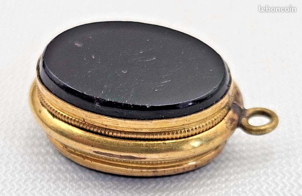 Pendentif Vintage Onyx Noir - Plaqué Or - Pierre Naturelle - Bijou Homme Ou Femme