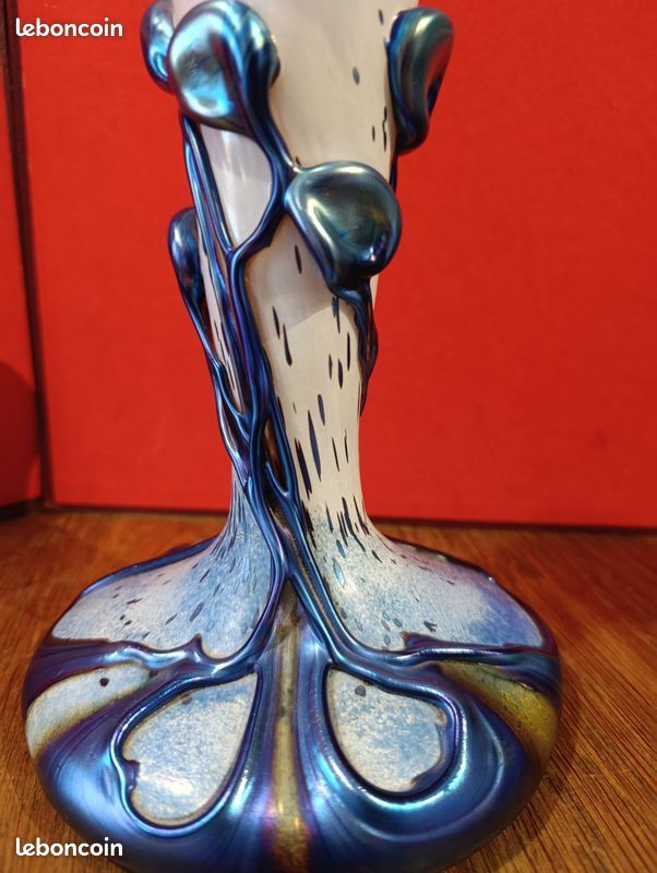 Très beau vase oignon signé par Michele LUZORO à Biot. Signé gravé et daté en masse dessous " Michele LUZORO 1992 / v. Oignon, 10 bi bleu» (image 4)