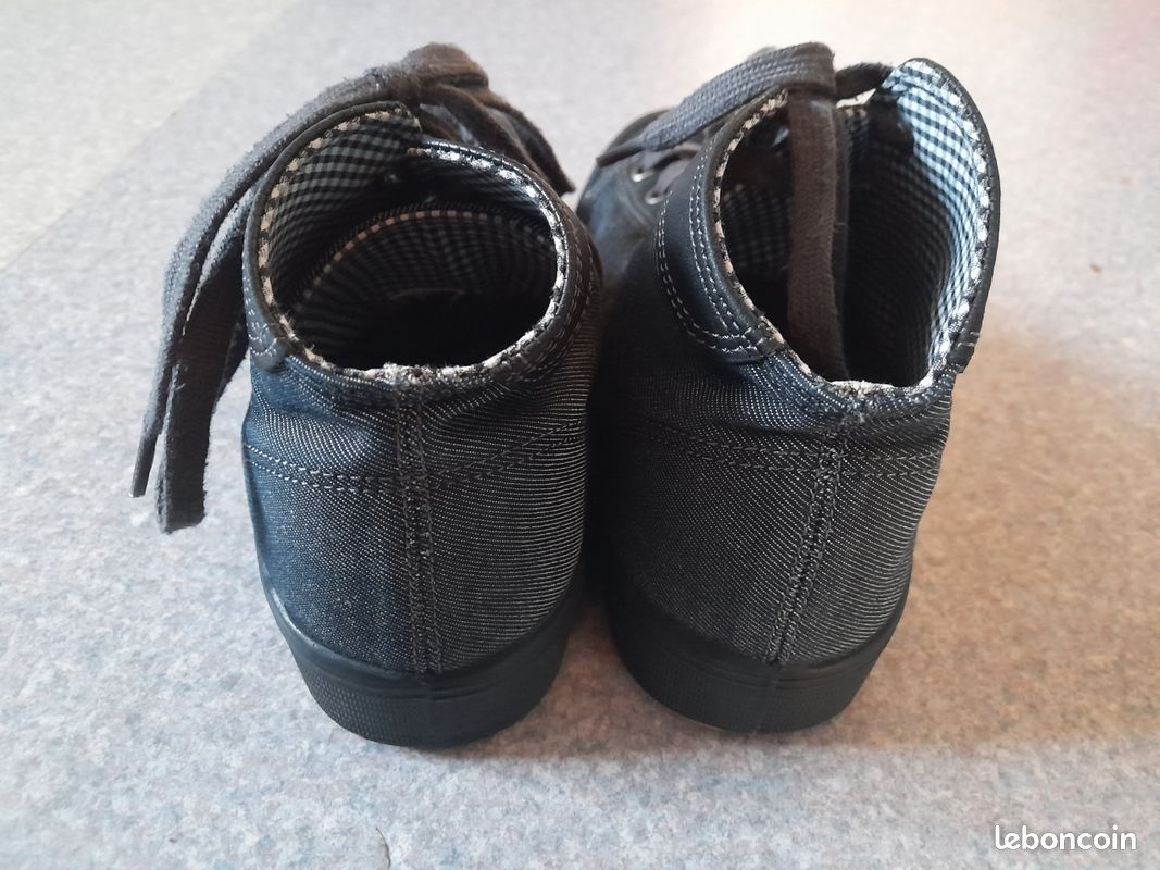 Baskets noir montantes tissage satinée pointure 36 Spring Court