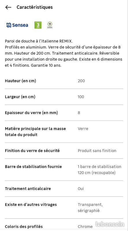 Parroi douche 100x200 NEUF (image 6)