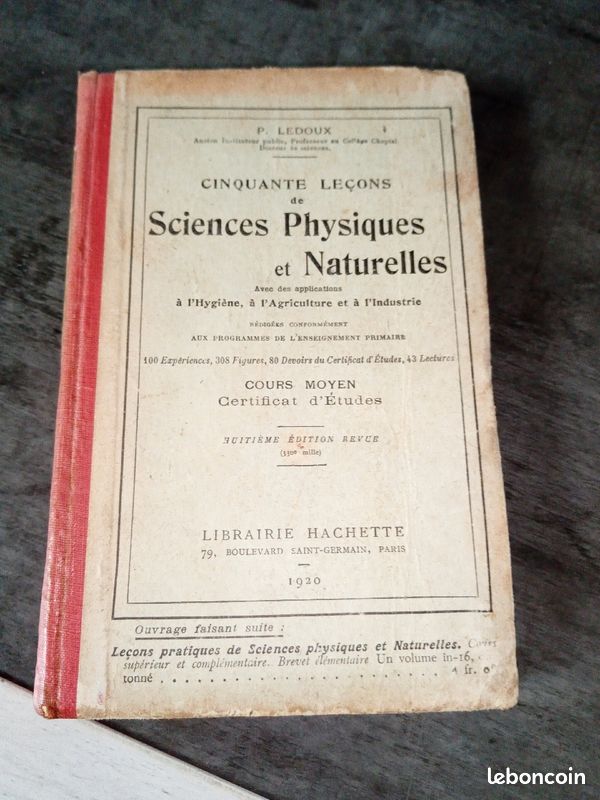 Livre ancien de sciences physiques et naturelles (image 1)