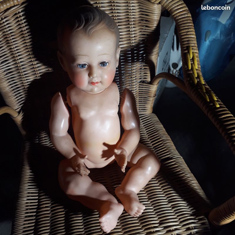Baigneur Ancien Petitcollin Cupidon 57 - 55 Cm - Polyéthylène - Années 1950 - Bon état