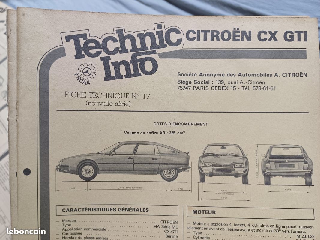 Fiche technic info voiture Francaise annee 70 - 90 (image 5)