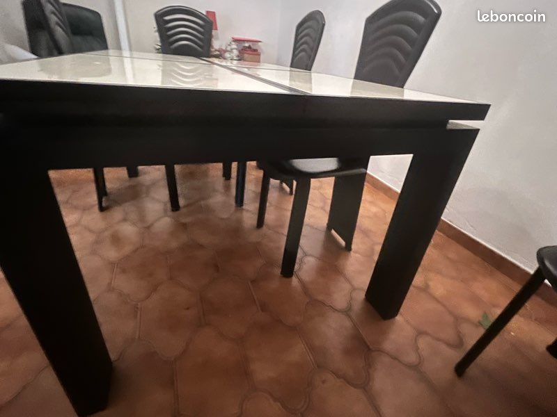 Très bonne affaire - table bois et verre avec rallonge incorporé + 6 chaises - LA MAISON CONTEMPORAINE (image 7)