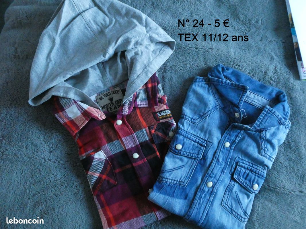 N° 24 - 2 Chemises manche longue TEX 11/12 ans (image 2)